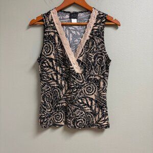 Vintage‎ JKLA Womens Y2K Babydoll Empire Waist Lace V-Neck Top Size L Fairy 90s